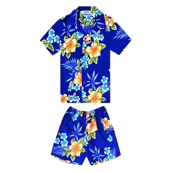 Mother Son Keaau Set in Hibiscus Blue