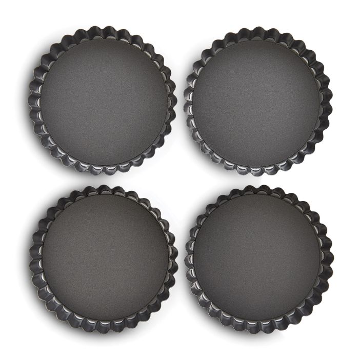 Mrs. Anderson's Non-Stick Quiche Pans, Set of 4, 4.25" x 1"