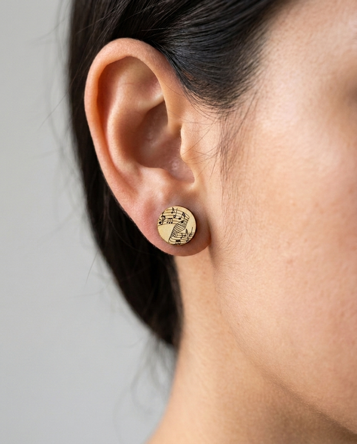 Music Stud Earrings #3061 shown on model