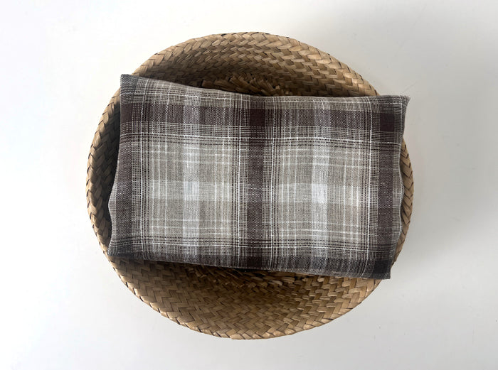 Natural Plaid 100% Linen Fabric – Lightweight & Pre-Washed 8295