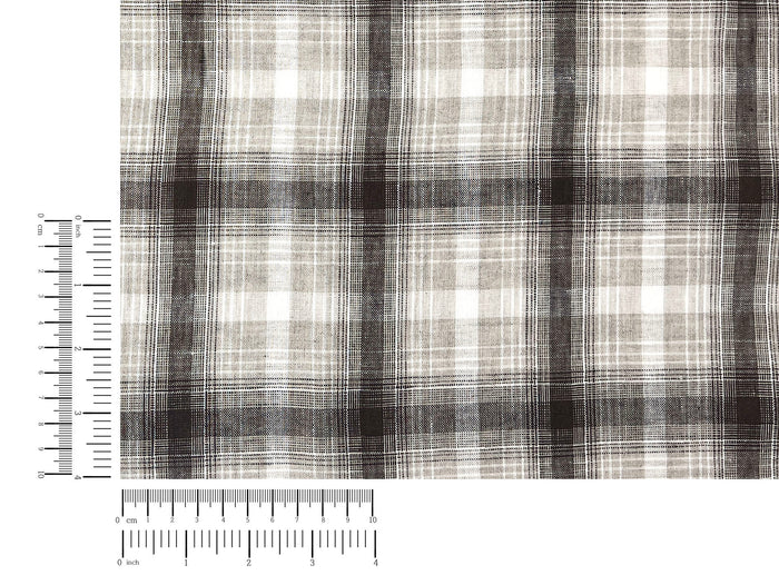 Natural Plaid 100% Linen Fabric – Lightweight & Pre-Washed 8295