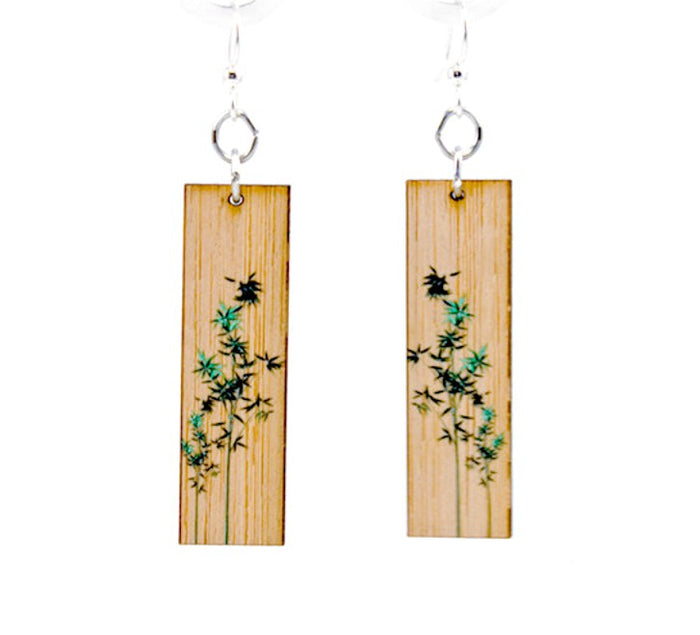 Bamboo new growth sprout earrings, laser-cut and made in USA