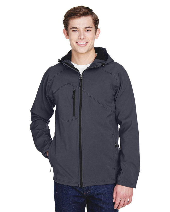 North End Prospect Two-Layer Fleece Bonded Soft Shell Hooded Jacket-Men's Jackets-North End-Fossil Grey-S-Thread Logic