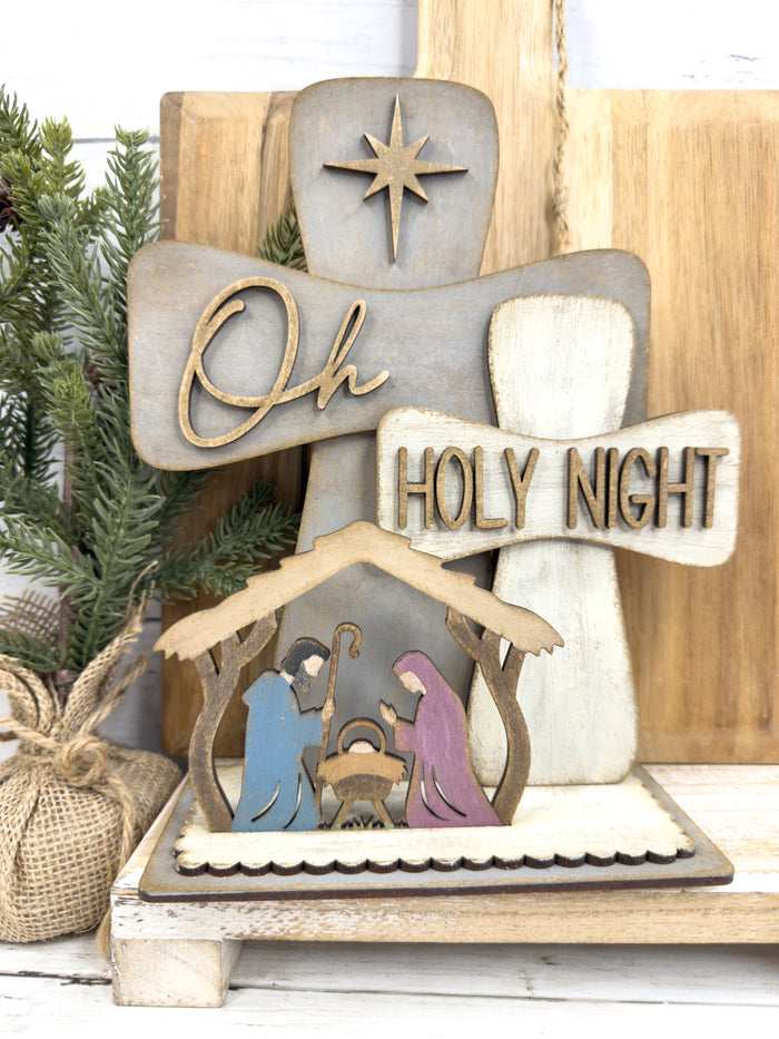 Oh Holy Night Cross Nativity Sitter DIY Kit