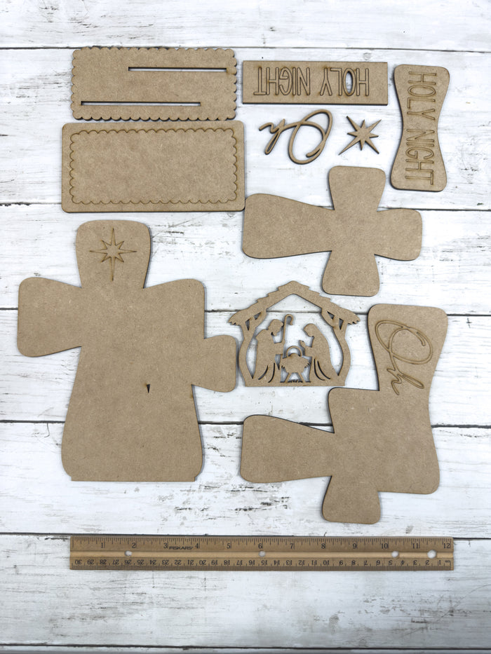 Oh Holy Night Cross Nativity Sitter DIY Kit