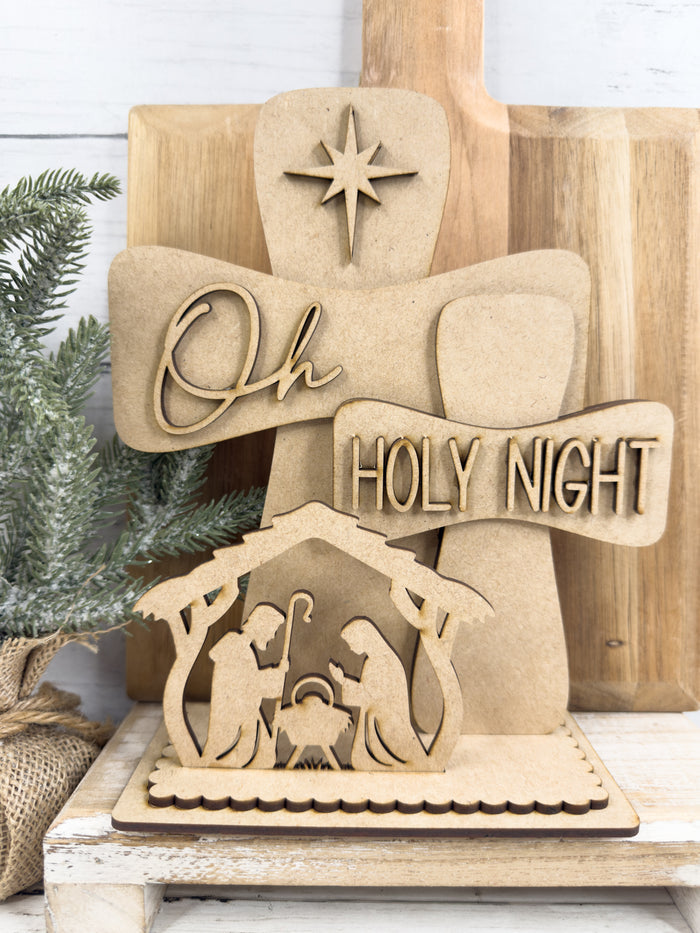 Oh Holy Night Cross Nativity Sitter DIY Kit