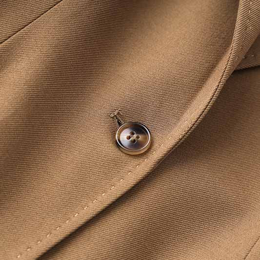 One Button Borwn Pantsuit Fitted Blazer + Mid-High Rise Trousers Pantsuit Suit Formal Wear