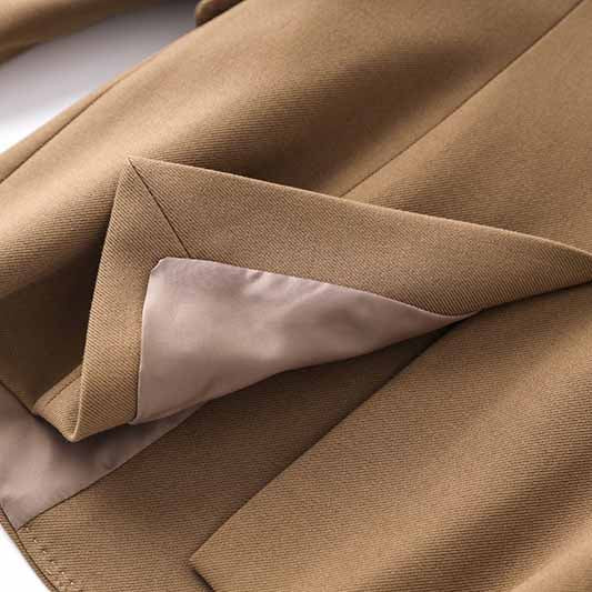 One Button Borwn Pantsuit Fitted Blazer + Mid-High Rise Trousers Pantsuit Suit Formal Wear