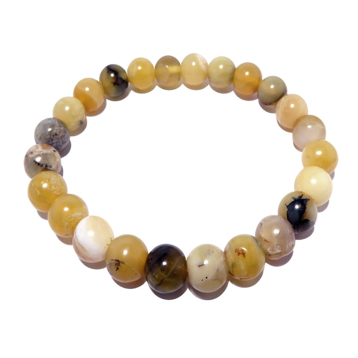 round yellow opal beaded stretch bracelet