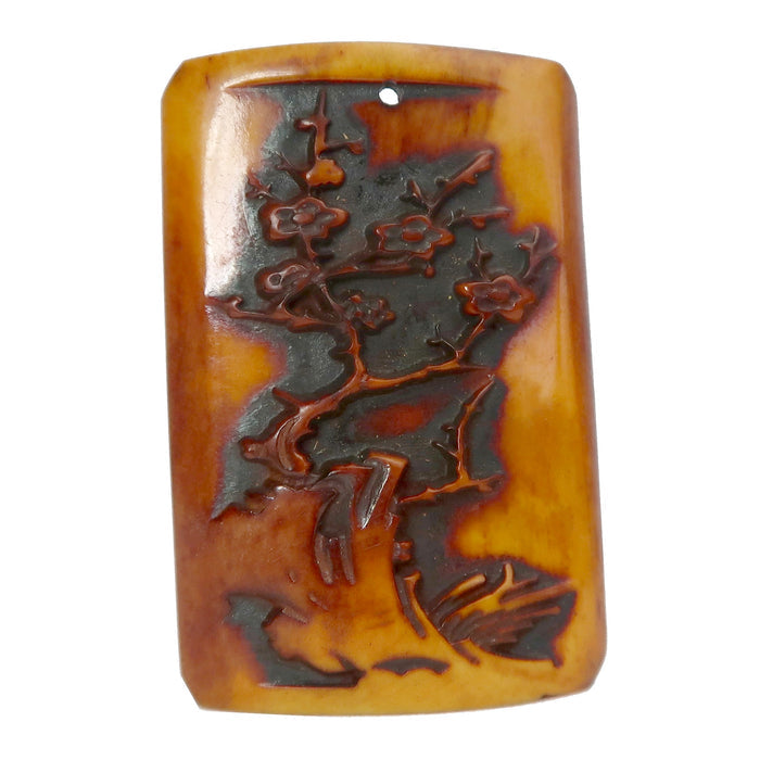 ox bone cherry blossom pendant