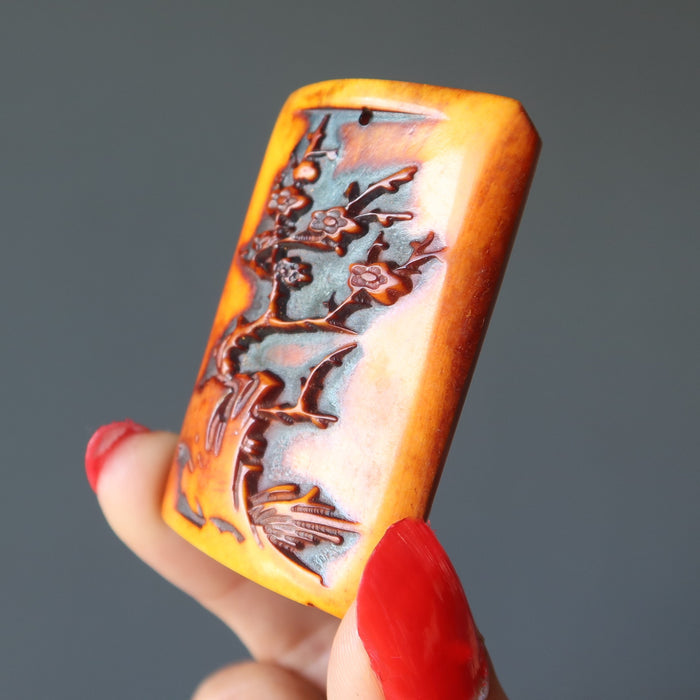 ox bone cherry blossom pendant