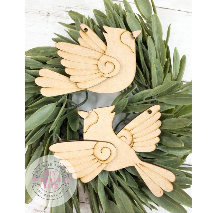 Pair of Flying Cardinal Ornaments DIY Kit