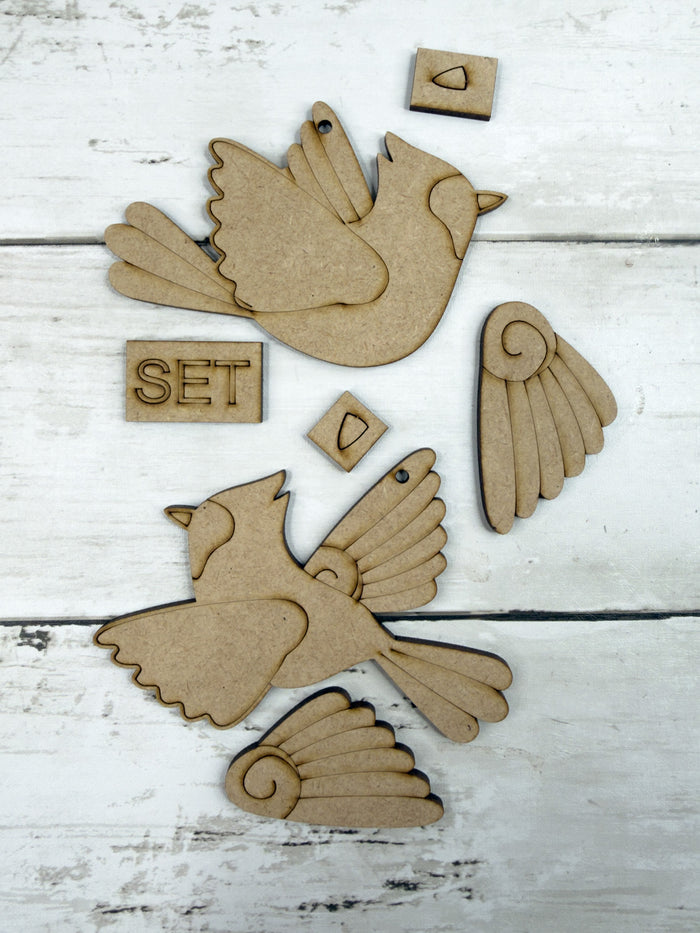 Pair of Flying Cardinal Ornaments DIY Kit