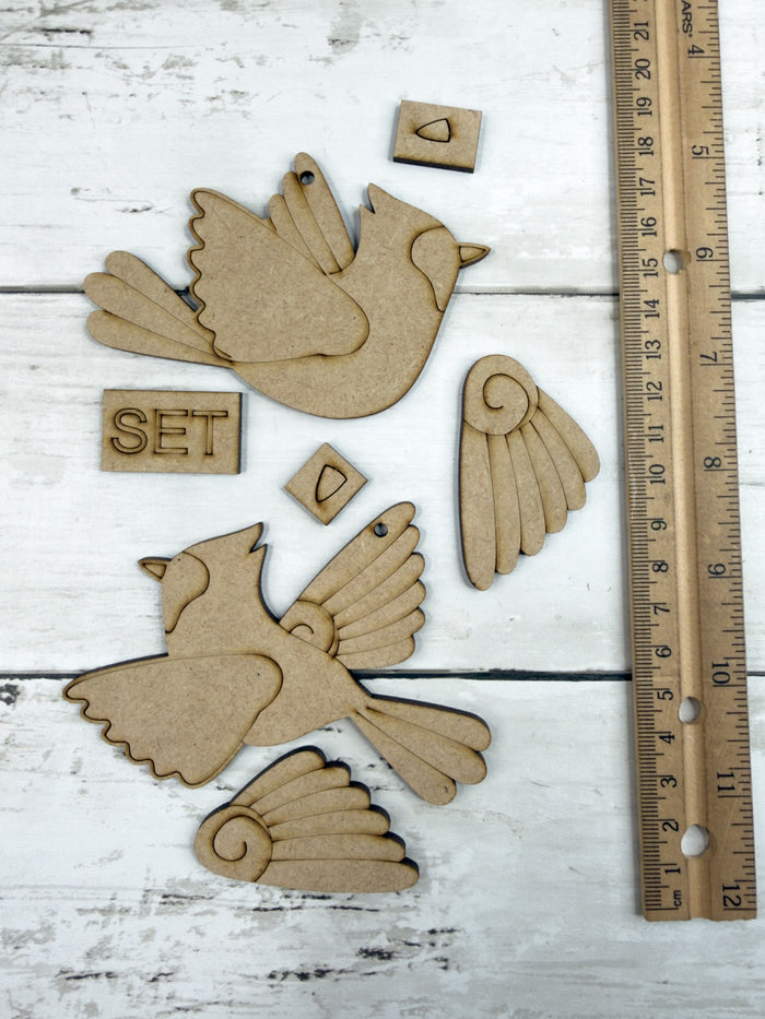 Pair of Flying Cardinal Ornaments DIY Kit