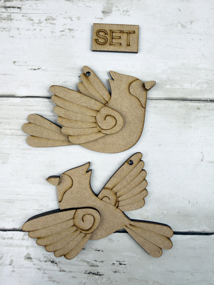 Pair of Flying Cardinal Ornaments DIY Kit