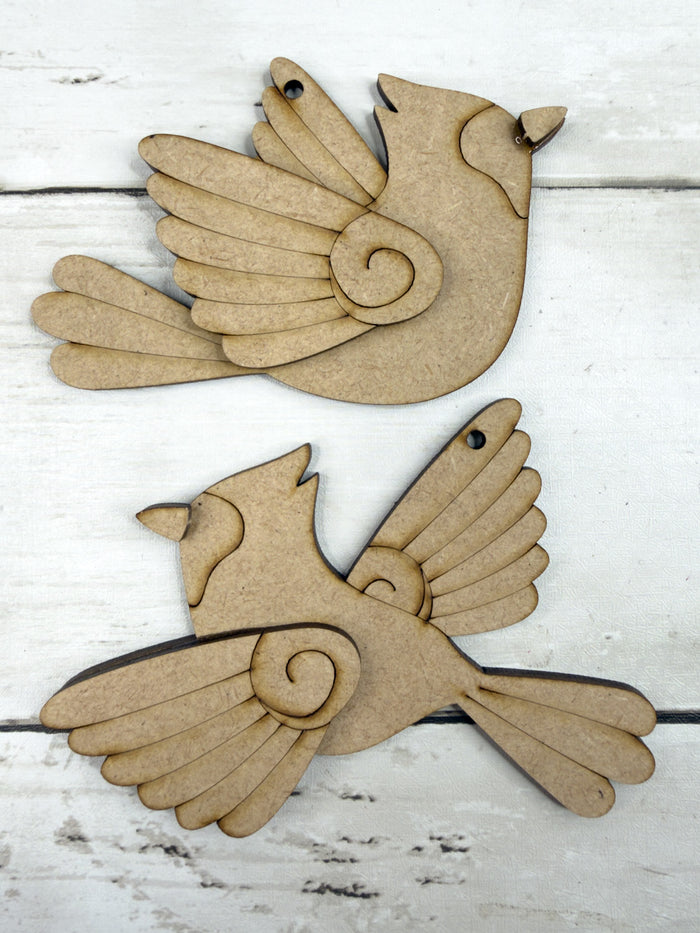Pair of Flying Cardinal Ornaments DIY Kit
