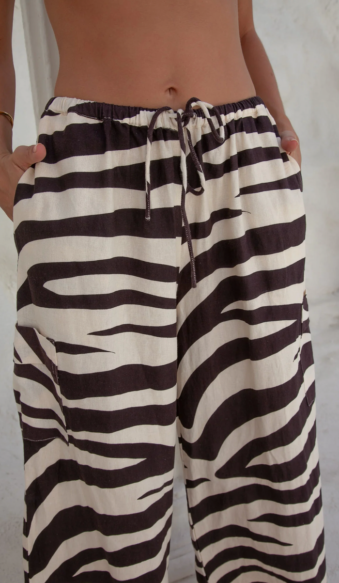 Palm Collective Sidewalk Zebra Linen Blend Pants