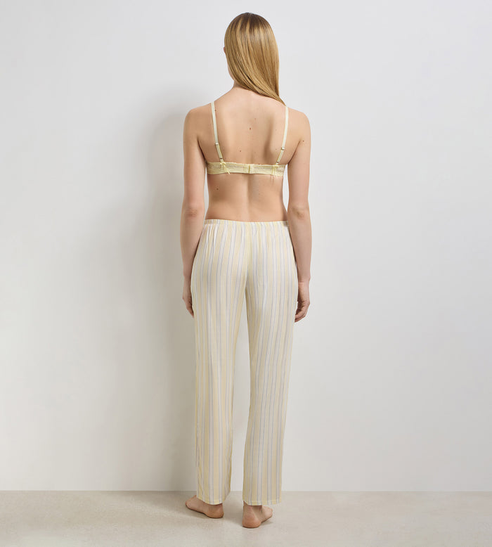 Pantalon de pyjama twill rayé écru jaune Slow Days Fresh Vibes