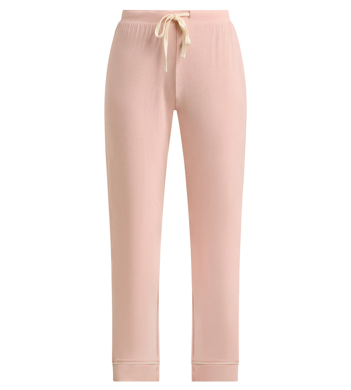 Pantalon droit en viscose élastique rose Soft Blush