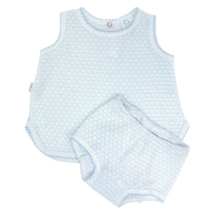 Paty - Sleeveless Diaper Set - Blue (no bows)