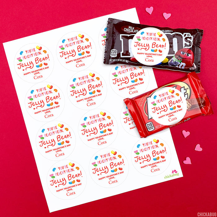 Peachy Keen Jelly Bean Valentine's Day Stickers