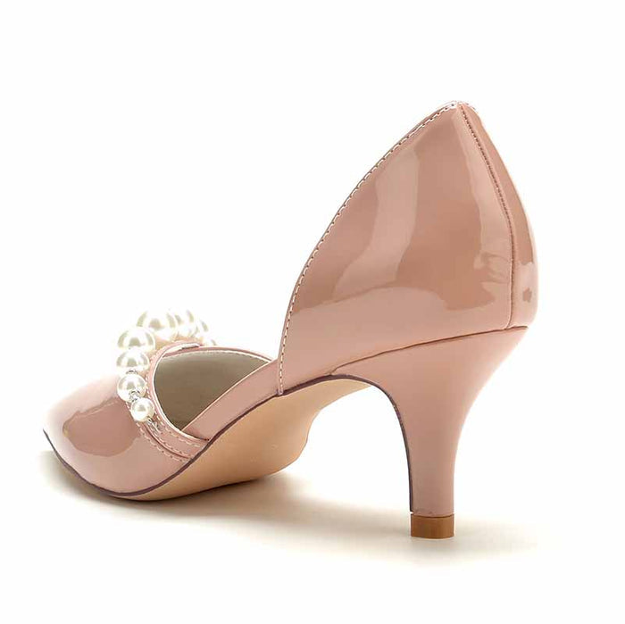 Stylish pearl strap black pumps with a sleek design and elegant heel from S&DCo.