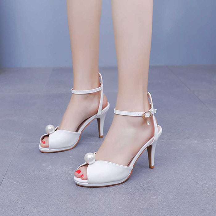 Peep Toe Wedding Shoes Mid-Heeled Bridal Sandals Dress Shoes