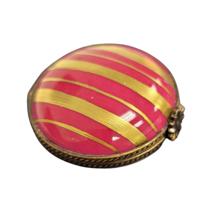 Pink Gold Striped Elegance Box Porcelain Limoges LIMOGES BOXES traditional French Trinket Box