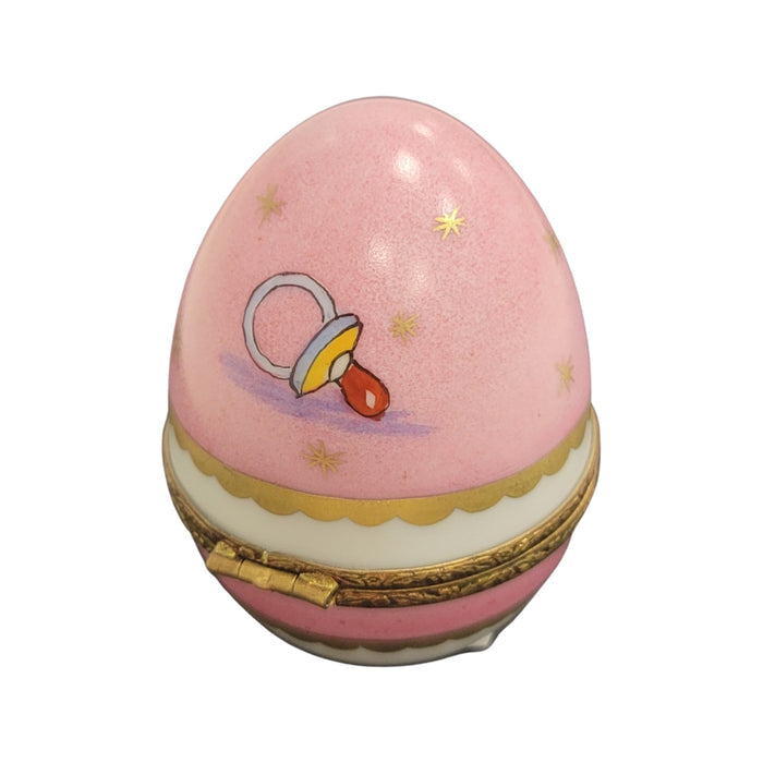 Pink Baby Egg Treasure Porcelain Limoges egg LIMOGES BOXES French Trinket Box