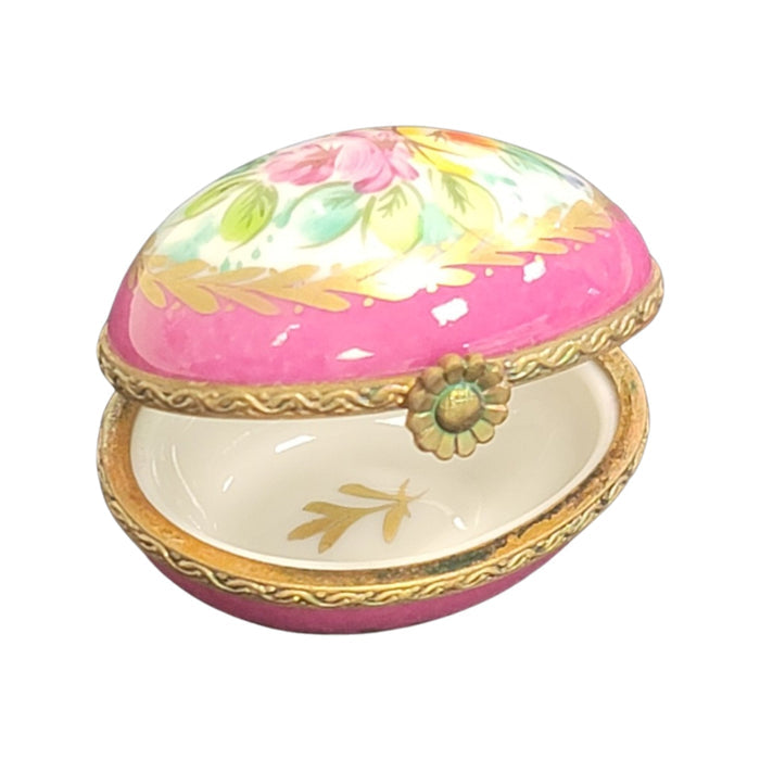 Pink Floral Elegance Egg Porcelain Limoges egg LIMOGES BOXES French Trinket Box