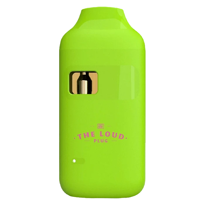 Front view of the Pink Guava Live Resin All-in-one Disposable Vape, showcasing its sleek, cylindrical design against a plain white background.