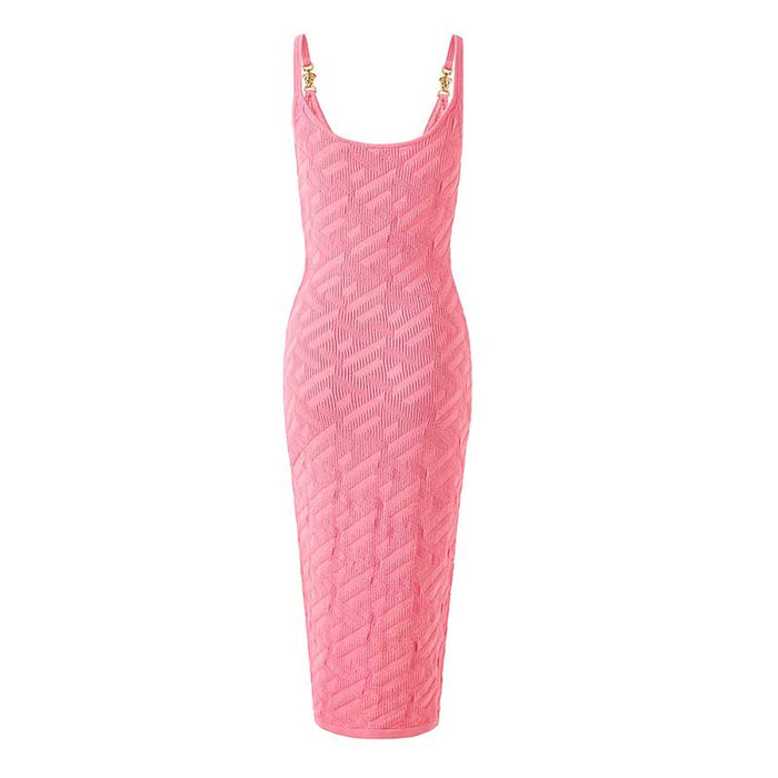 Pink Knit Midi Dress
