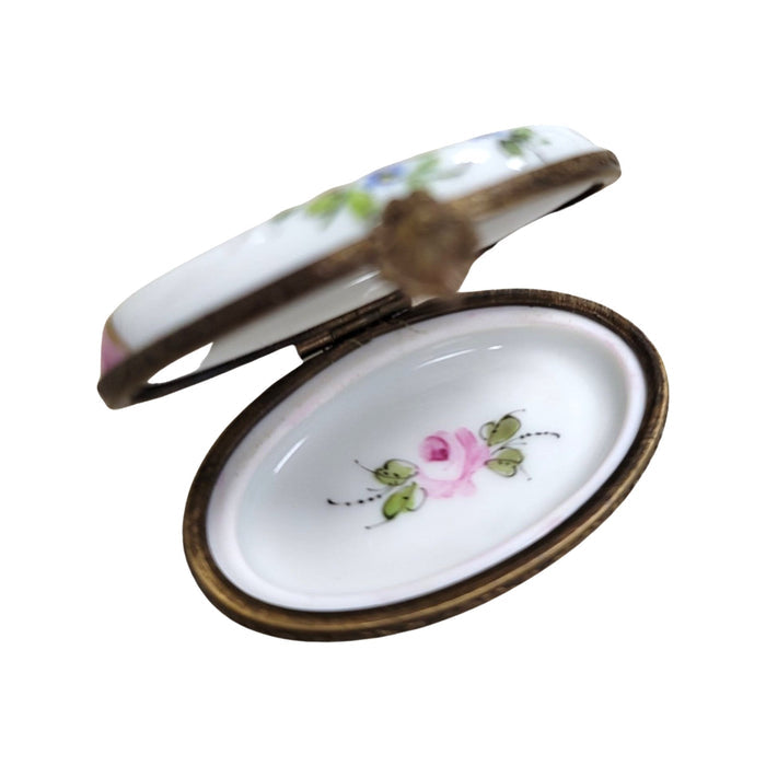 Pink Floral Oval Box Porcelain Limoges LIMOGES BOXES traditional French Trinket Box