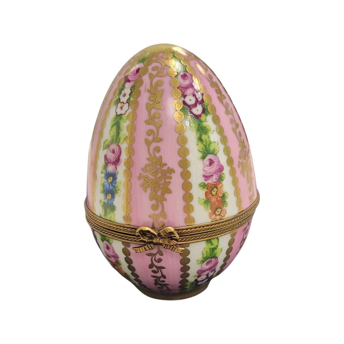 Pink Floral Limoges Egg Box Porcelain Limoges egg LIMOGES BOXES French Trinket Box