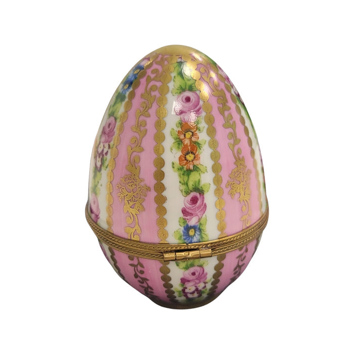 Pink Floral Limoges Egg Box Porcelain Limoges egg LIMOGES BOXES French Trinket Box