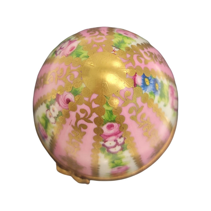 Pink Floral Limoges Egg Box Porcelain Limoges egg LIMOGES BOXES French Trinket Box