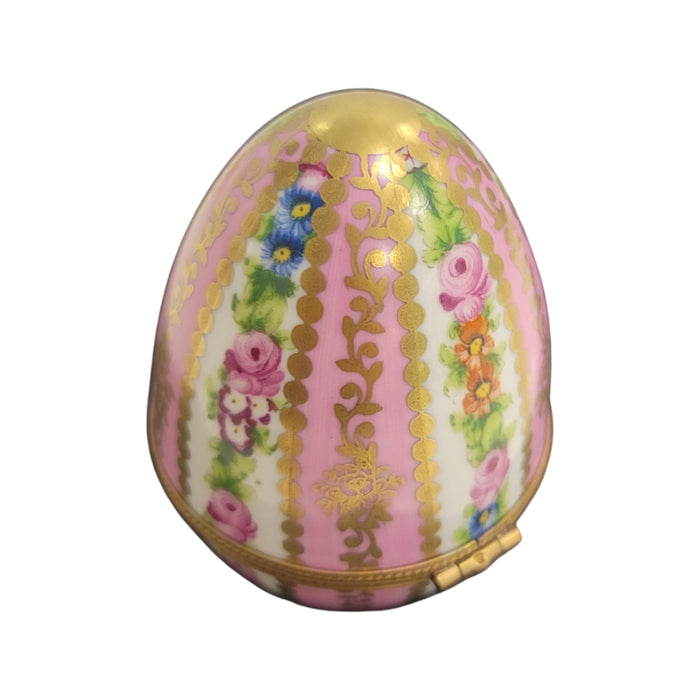 Pink Floral Limoges Egg Box Porcelain Limoges egg LIMOGES BOXES French Trinket Box