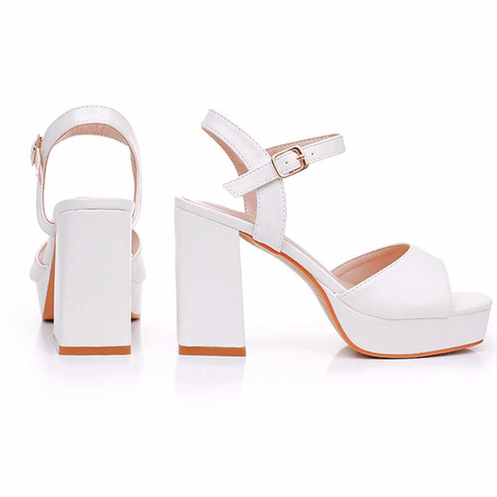 Platform Wedding Shoes Block Heeled Bridal Shoes Party Heels