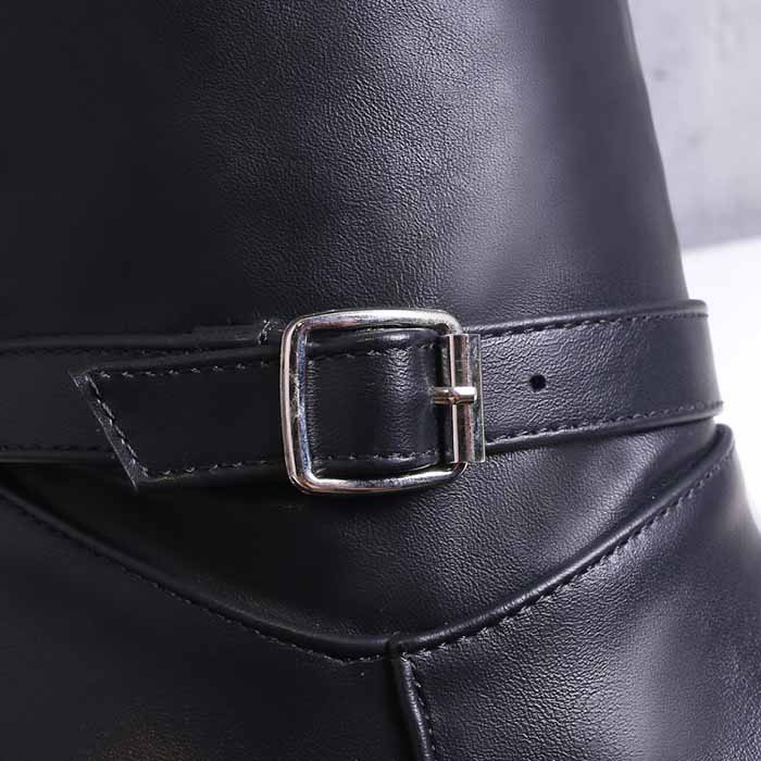 Close-up of black buckle detail on sd-hk plus size over the knee boots for women