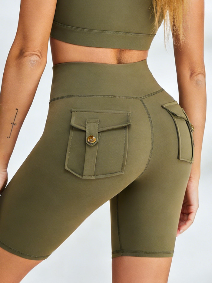 Pockets Spandex Gym Booty Cargo Shorts