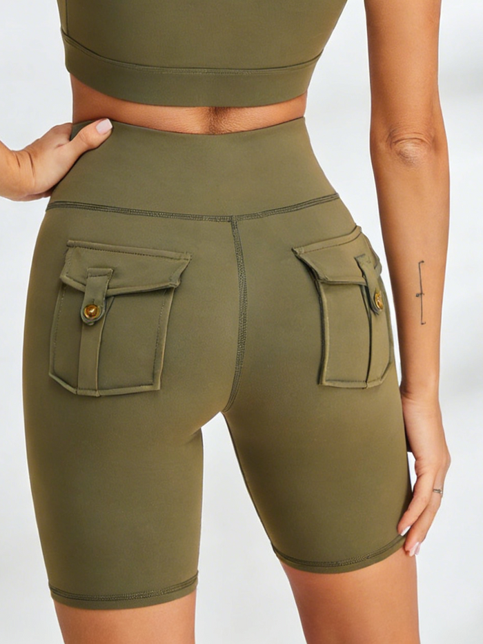 Pockets Spandex Gym Booty Cargo Shorts