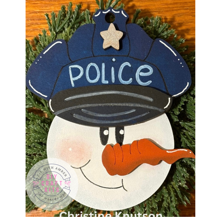 Police Officer Snowman Ornament DIY Kit