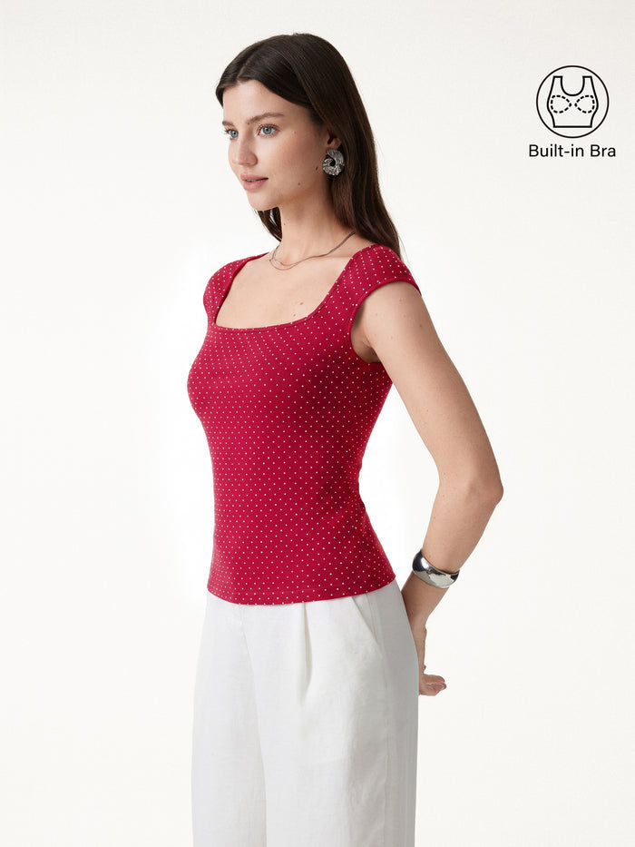 OGLmove Polka Dots Square Neck Bra Top