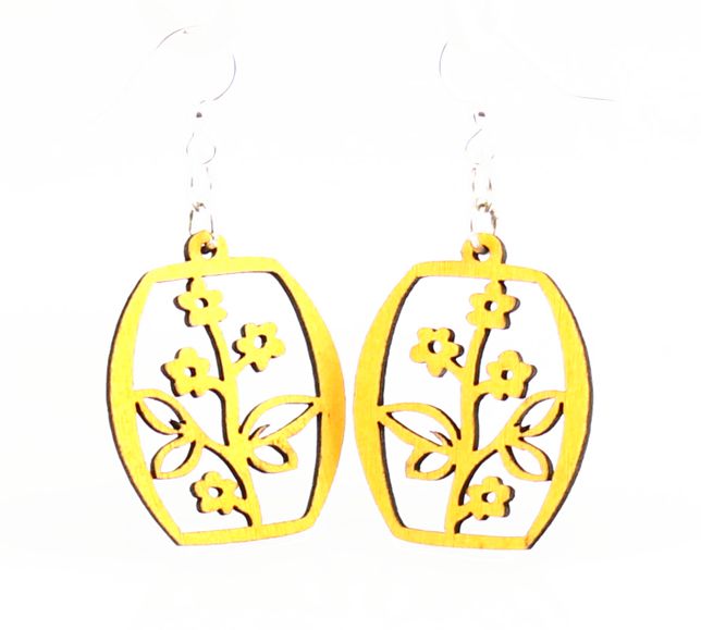 Potted flower blossom earrings with pot and bloom, eco-friendly jewelry made in USA