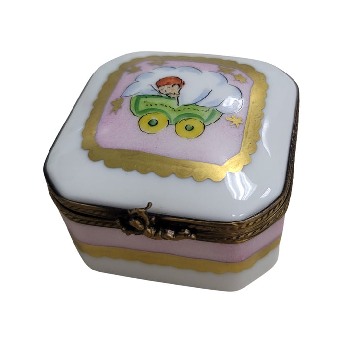Baby in Pram Limoges Box Porcelain Limoges baby traditional French Trinket Box