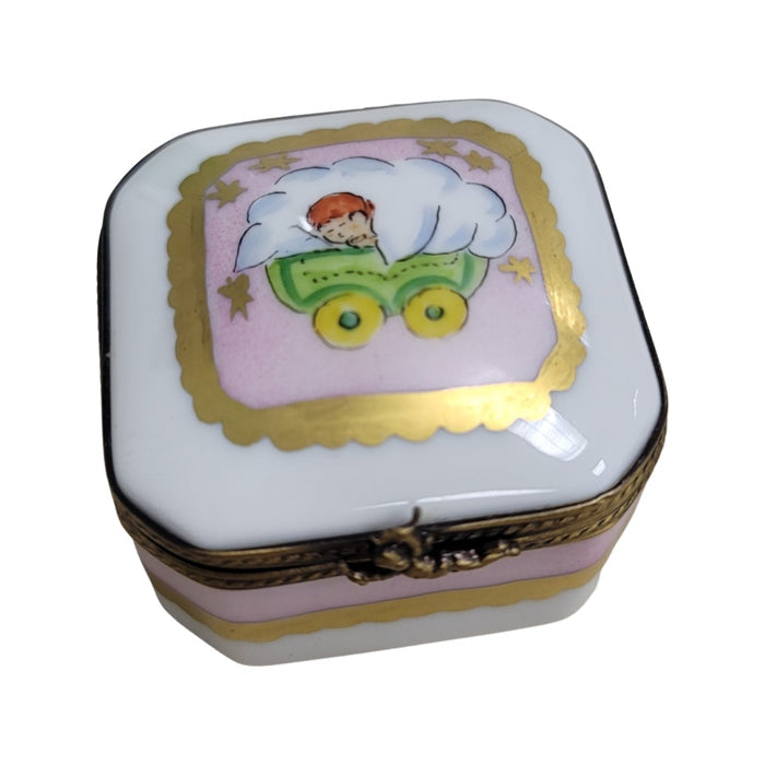 Baby in Pram Limoges Box Porcelain Limoges baby traditional French Trinket Box