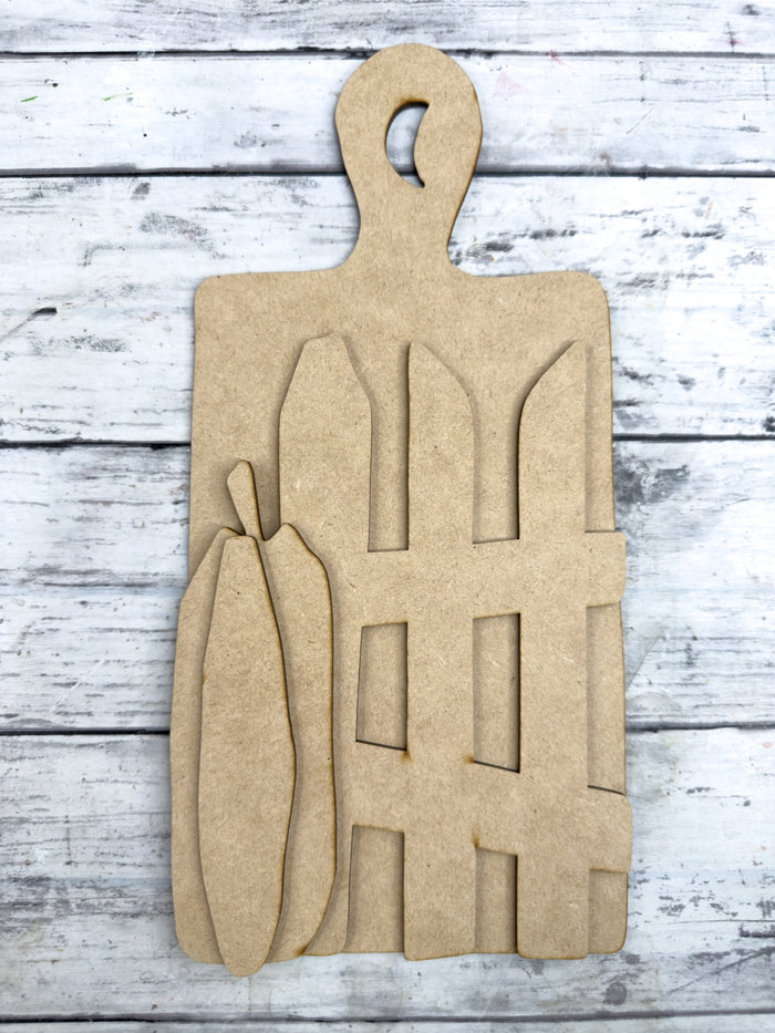 Prim Pumpkin Fence Cutting Board DIY Kit