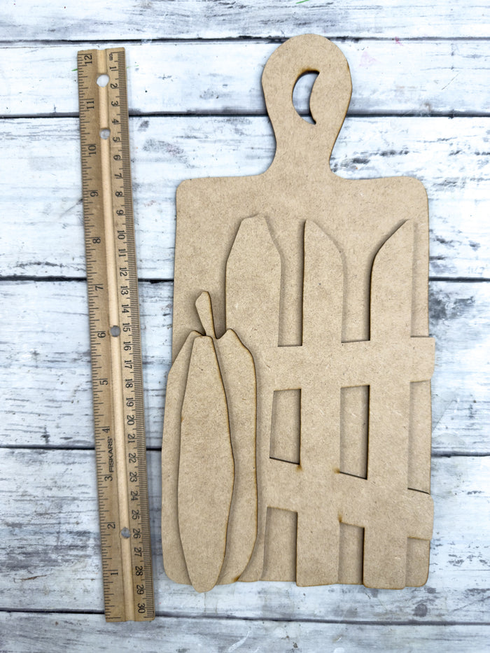 Prim Pumpkin Fence Cutting Board DIY Kit