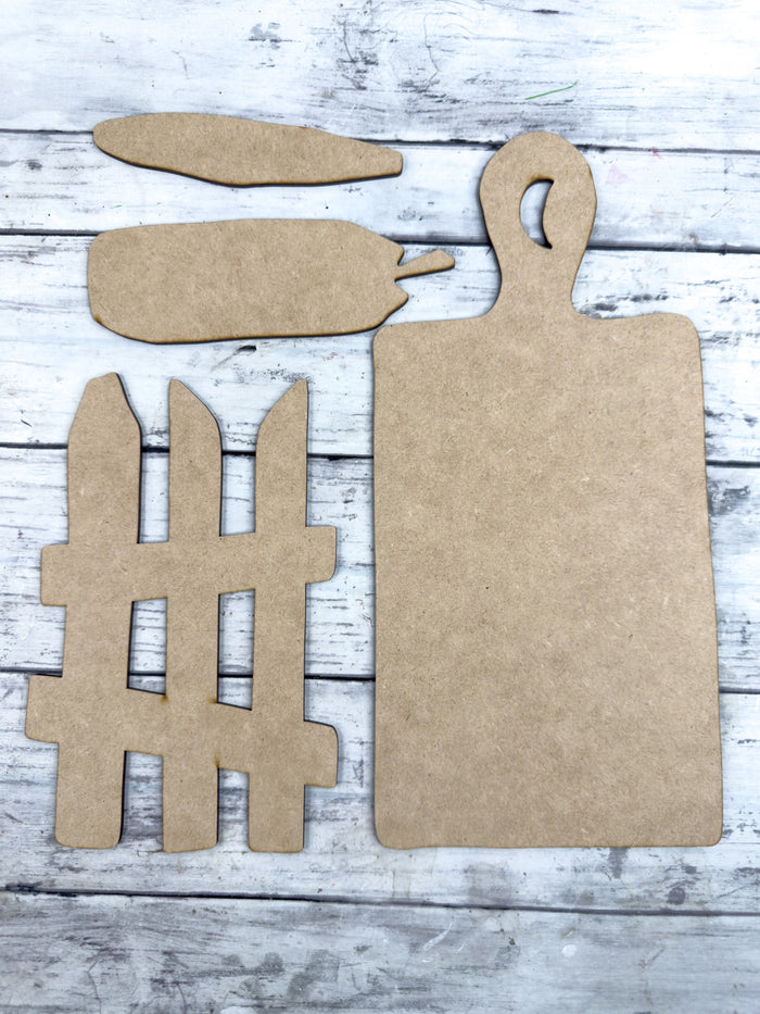 Prim Pumpkin Fence Cutting Board DIY Kit