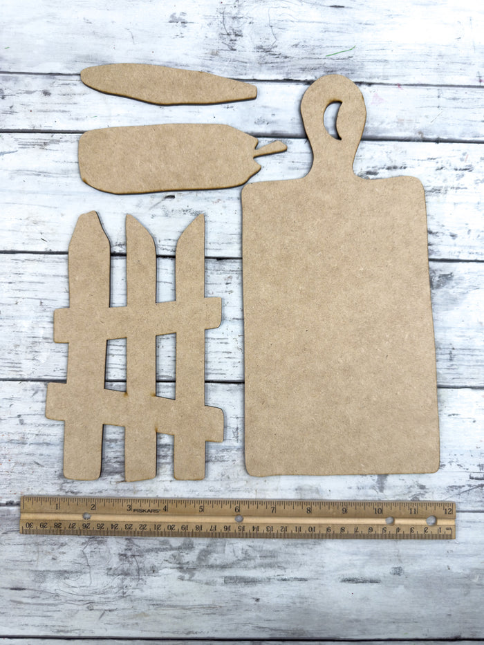 Prim Pumpkin Fence Cutting Board DIY Kit